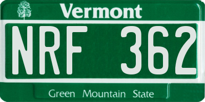 VT license plate NRF362
