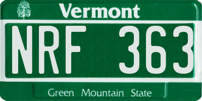 VT license plate NRF363