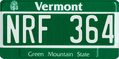VT license plate NRF364