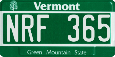 VT license plate NRF365
