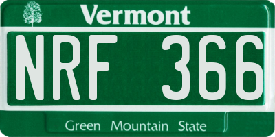 VT license plate NRF366