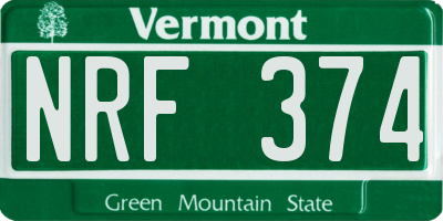 VT license plate NRF374