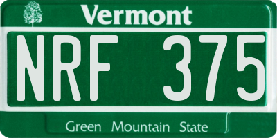 VT license plate NRF375