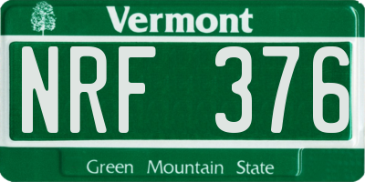 VT license plate NRF376