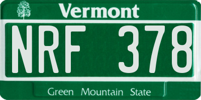 VT license plate NRF378