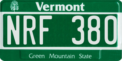 VT license plate NRF380