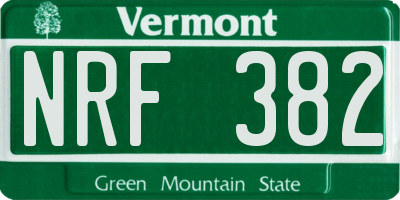 VT license plate NRF382