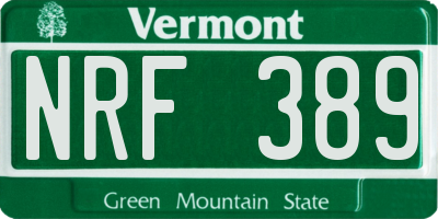 VT license plate NRF389
