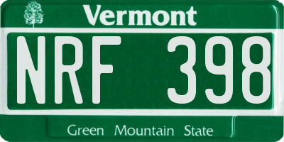 VT license plate NRF398