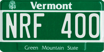 VT license plate NRF400
