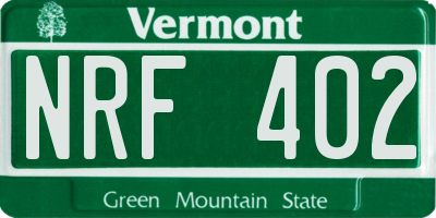 VT license plate NRF402