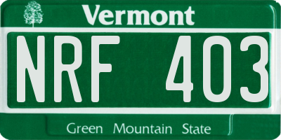 VT license plate NRF403
