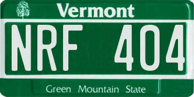 VT license plate NRF404