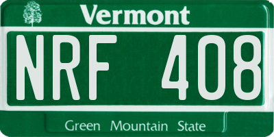 VT license plate NRF408