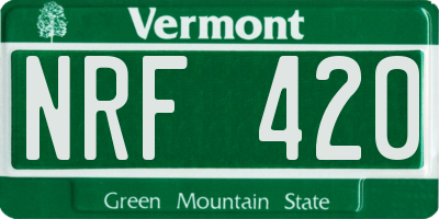 VT license plate NRF420