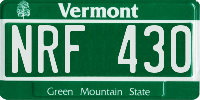 VT license plate NRF430