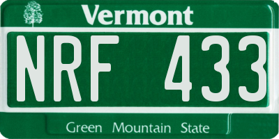 VT license plate NRF433
