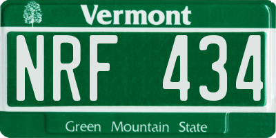 VT license plate NRF434