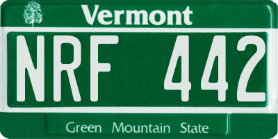 VT license plate NRF442