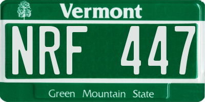 VT license plate NRF447