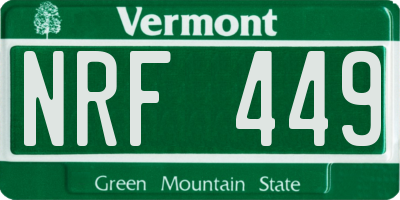 VT license plate NRF449