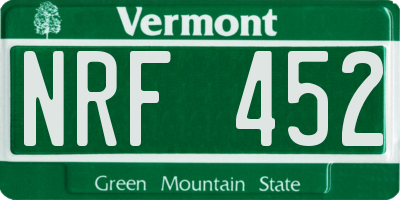 VT license plate NRF452