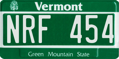 VT license plate NRF454