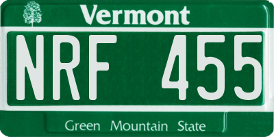 VT license plate NRF455