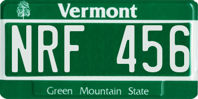 VT license plate NRF456