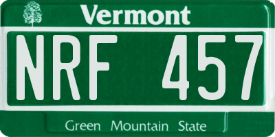 VT license plate NRF457
