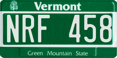 VT license plate NRF458