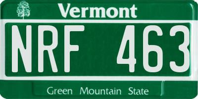 VT license plate NRF463