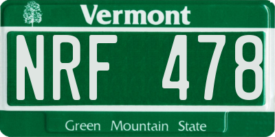 VT license plate NRF478