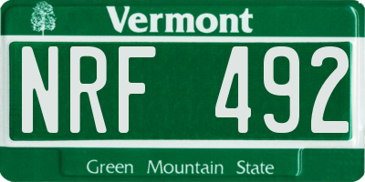 VT license plate NRF492