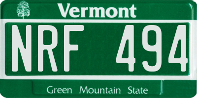 VT license plate NRF494
