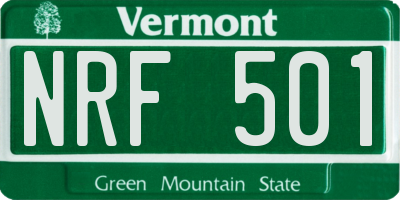 VT license plate NRF501
