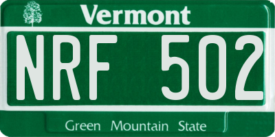 VT license plate NRF502