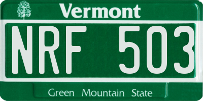 VT license plate NRF503