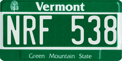 VT license plate NRF538