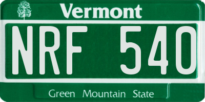VT license plate NRF540
