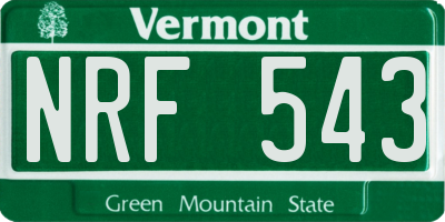 VT license plate NRF543