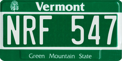 VT license plate NRF547