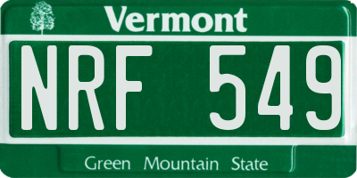 VT license plate NRF549