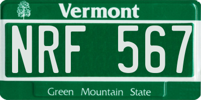 VT license plate NRF567