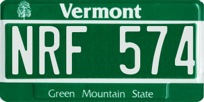 VT license plate NRF574