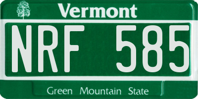 VT license plate NRF585