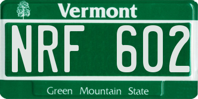 VT license plate NRF602