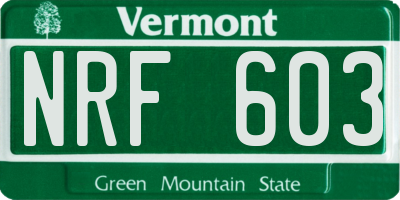 VT license plate NRF603
