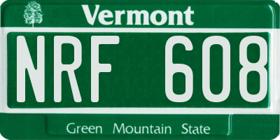 VT license plate NRF608