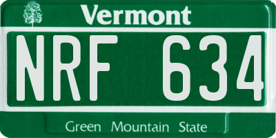 VT license plate NRF634